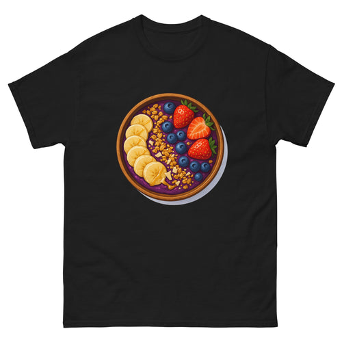 Acai Bowl Hawaiian t-shirt design on a Black unisex tee