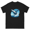 Whale Breach Hawaiian t-shirt design on a Black unisex tee