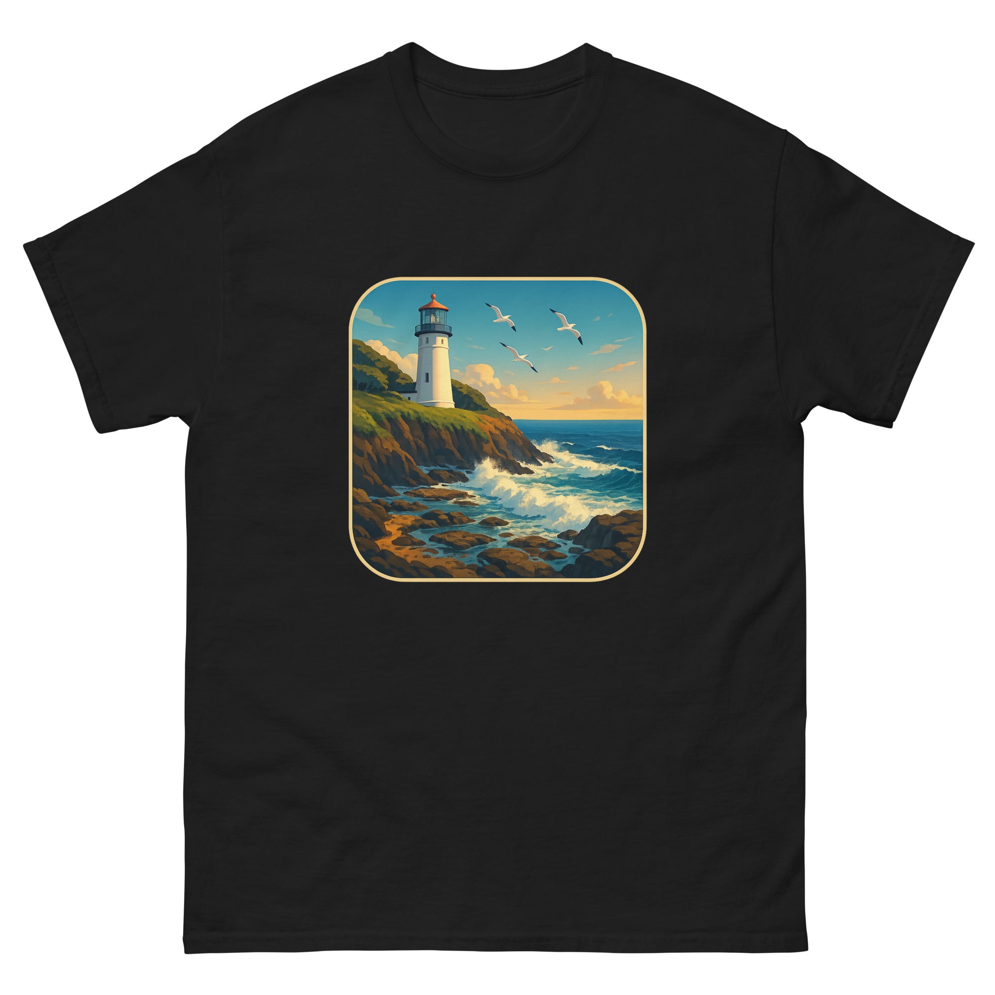 Lighthouse Point Hawaiian t-shirt design on a Black unisex tee
