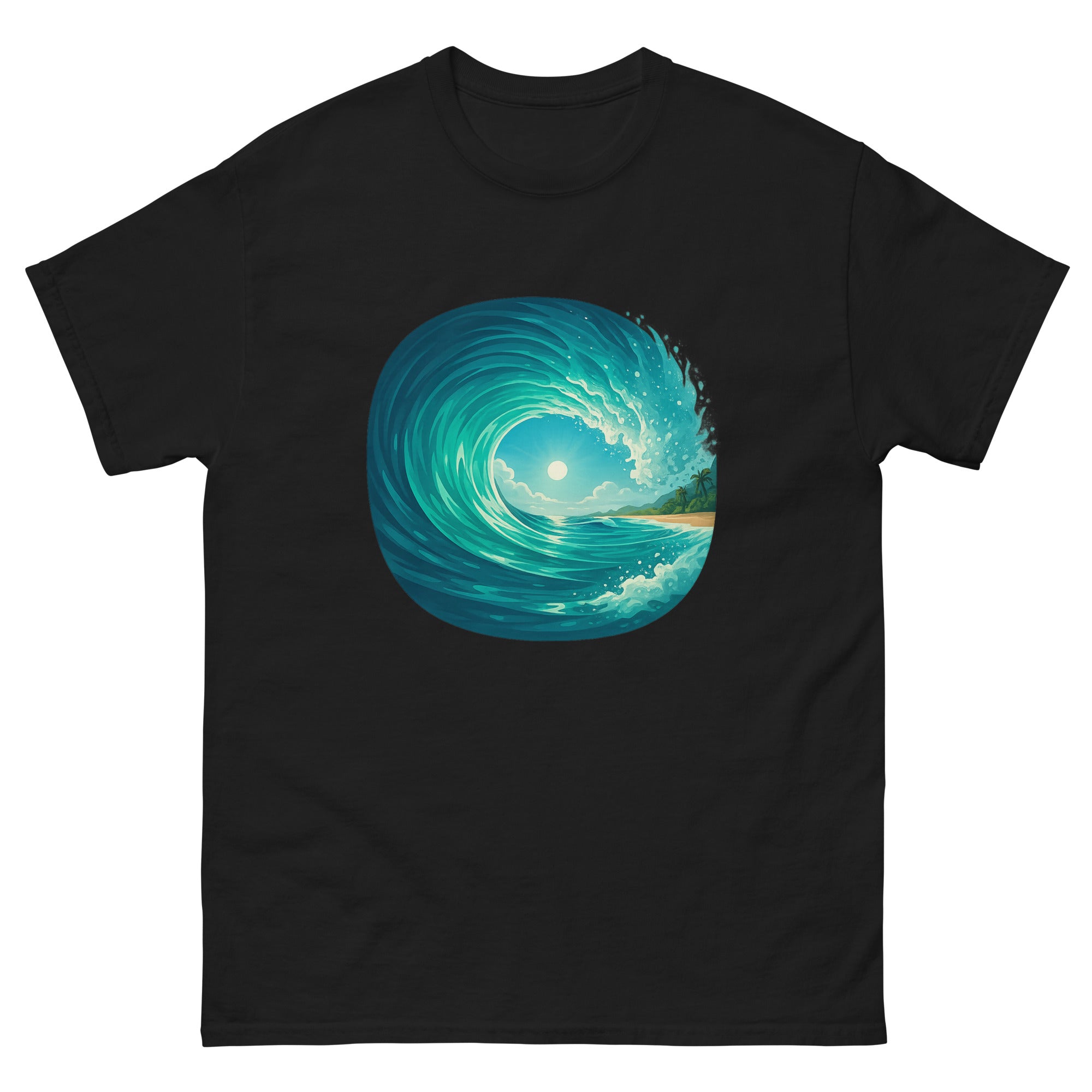 Pipeline Barrel Hawaiian t-shirt design on a Black unisex tee