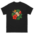 Tropical Flora Bouquet Hawaiian t-shirt design on a Black unisex tee