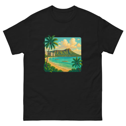 Diamond Head Vista Hawaiian t-shirt design on a unisex tee