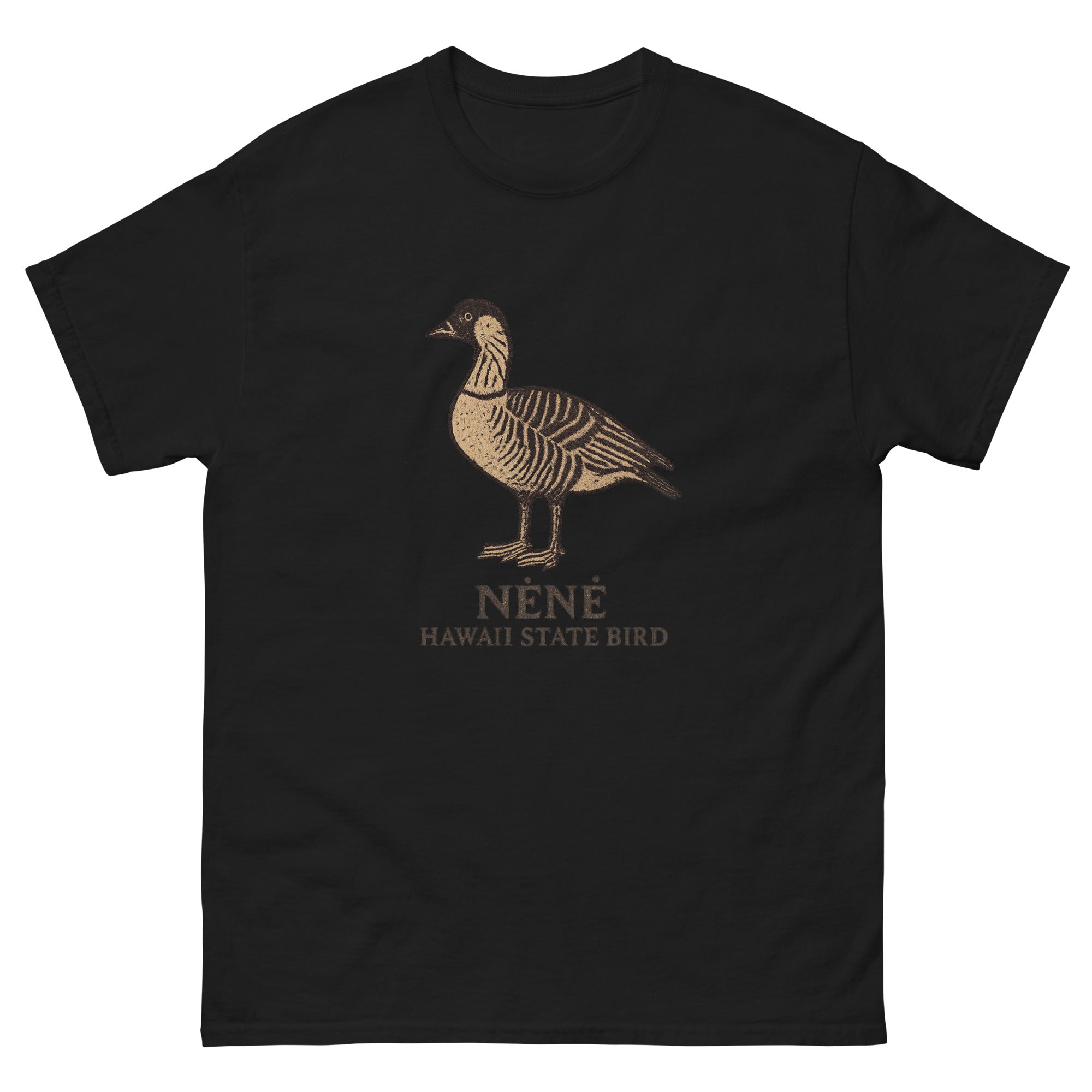 Nene Goose Hawaiian t-shirt design on a Black unisex tee