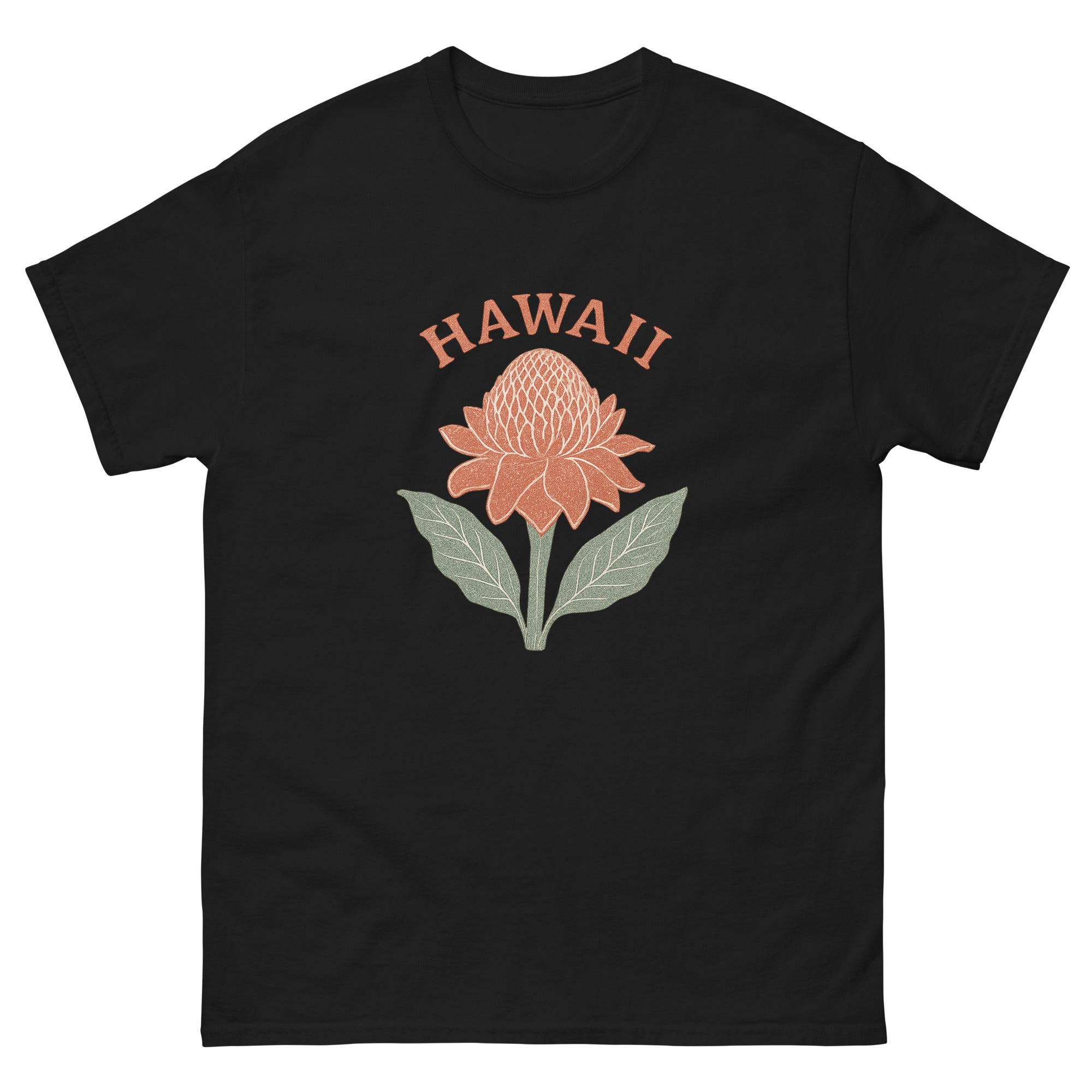 Red Ginger Hawaiian t-shirt design on a Black unisex tee