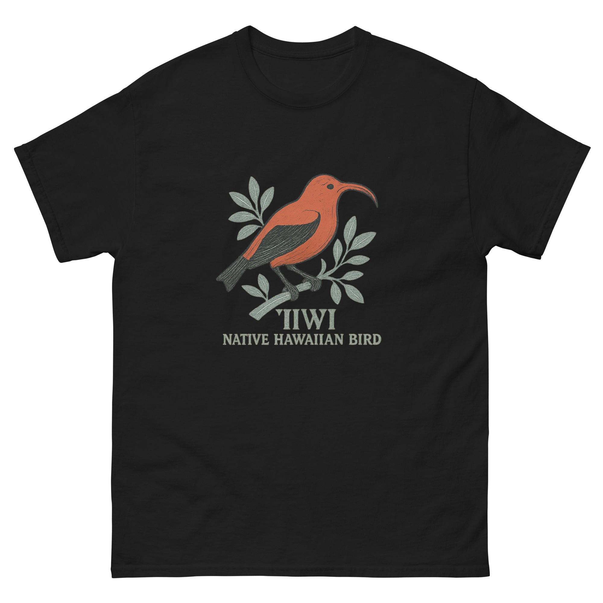 Iiwi Bird Hawaiian t-shirt design on a Black unisex tee