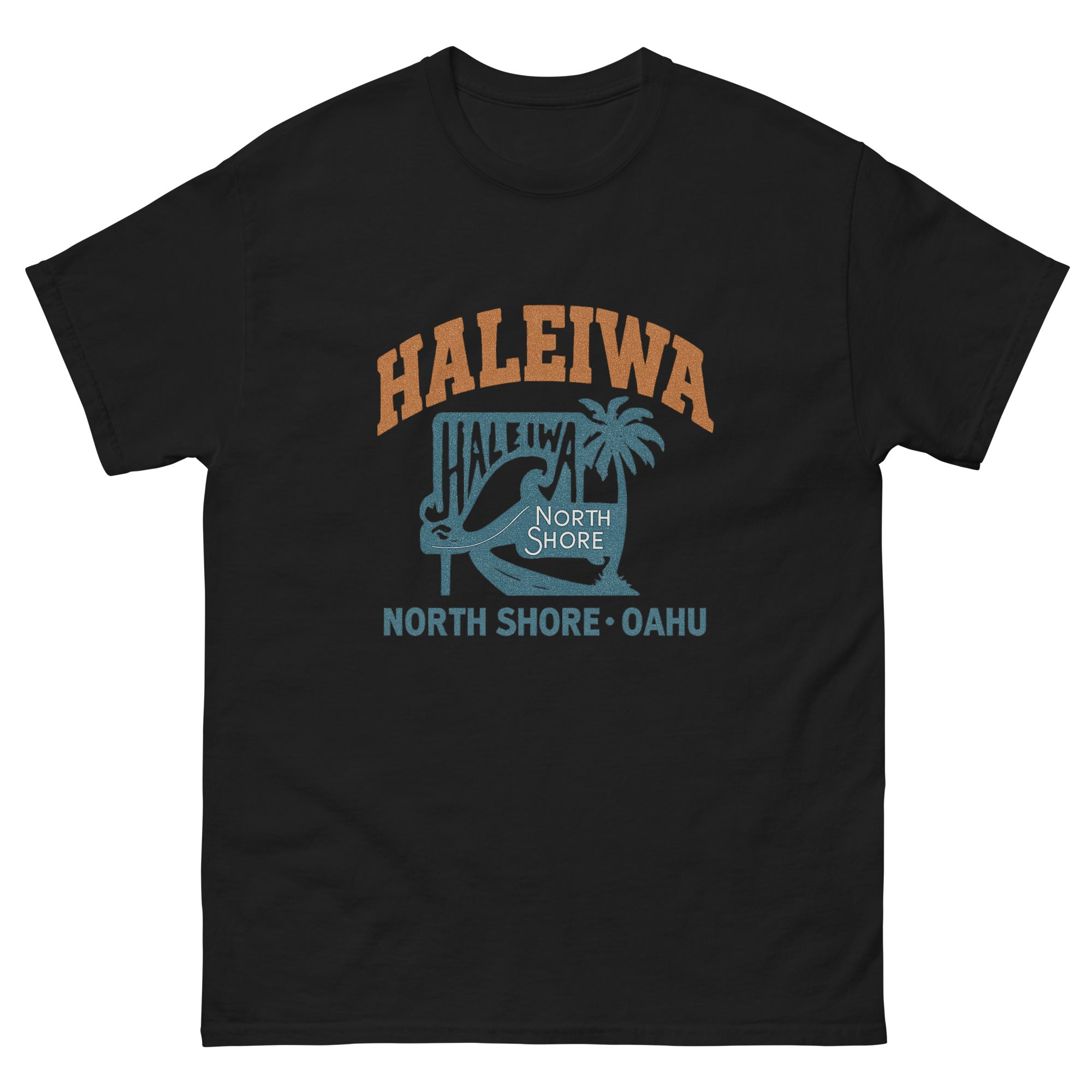 Haleiwa Hawaiian t-shirt design on a Black unisex tee