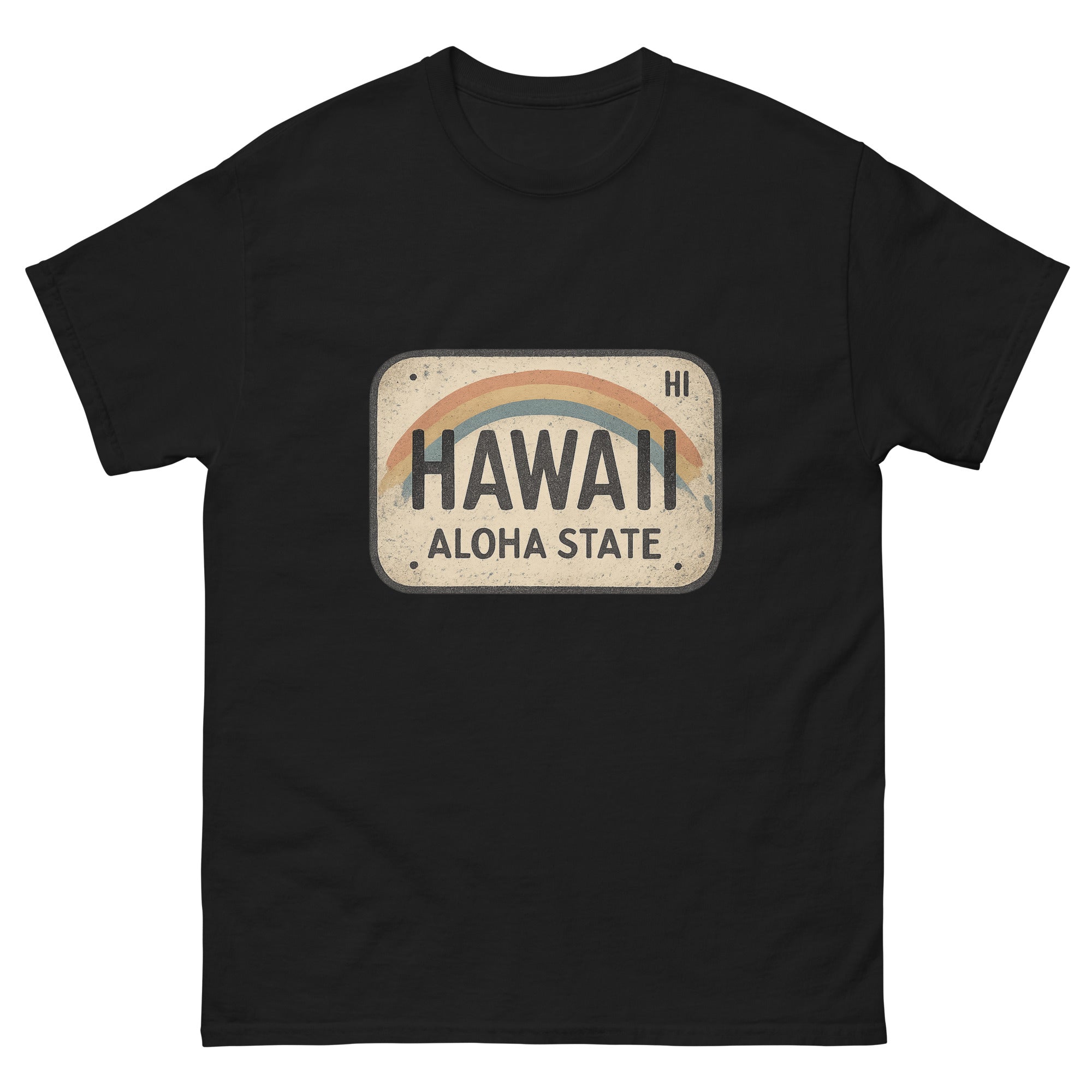 Hawaii License Plate Hawaiian t-shirt design on a Black unisex tee