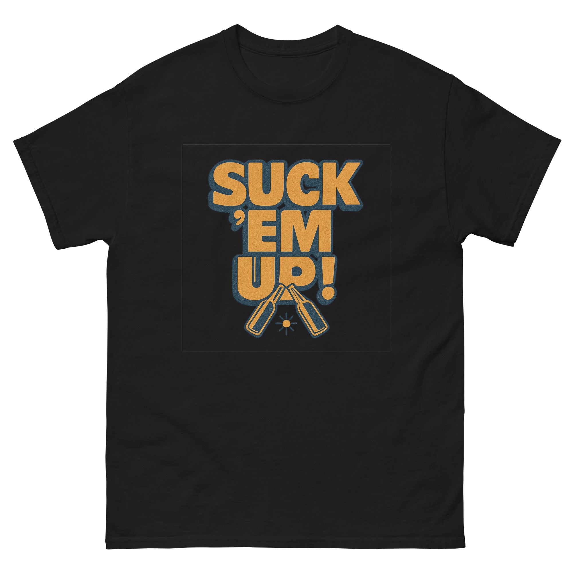 Suck Em Up Hawaiian t-shirt design on a Black unisex tee