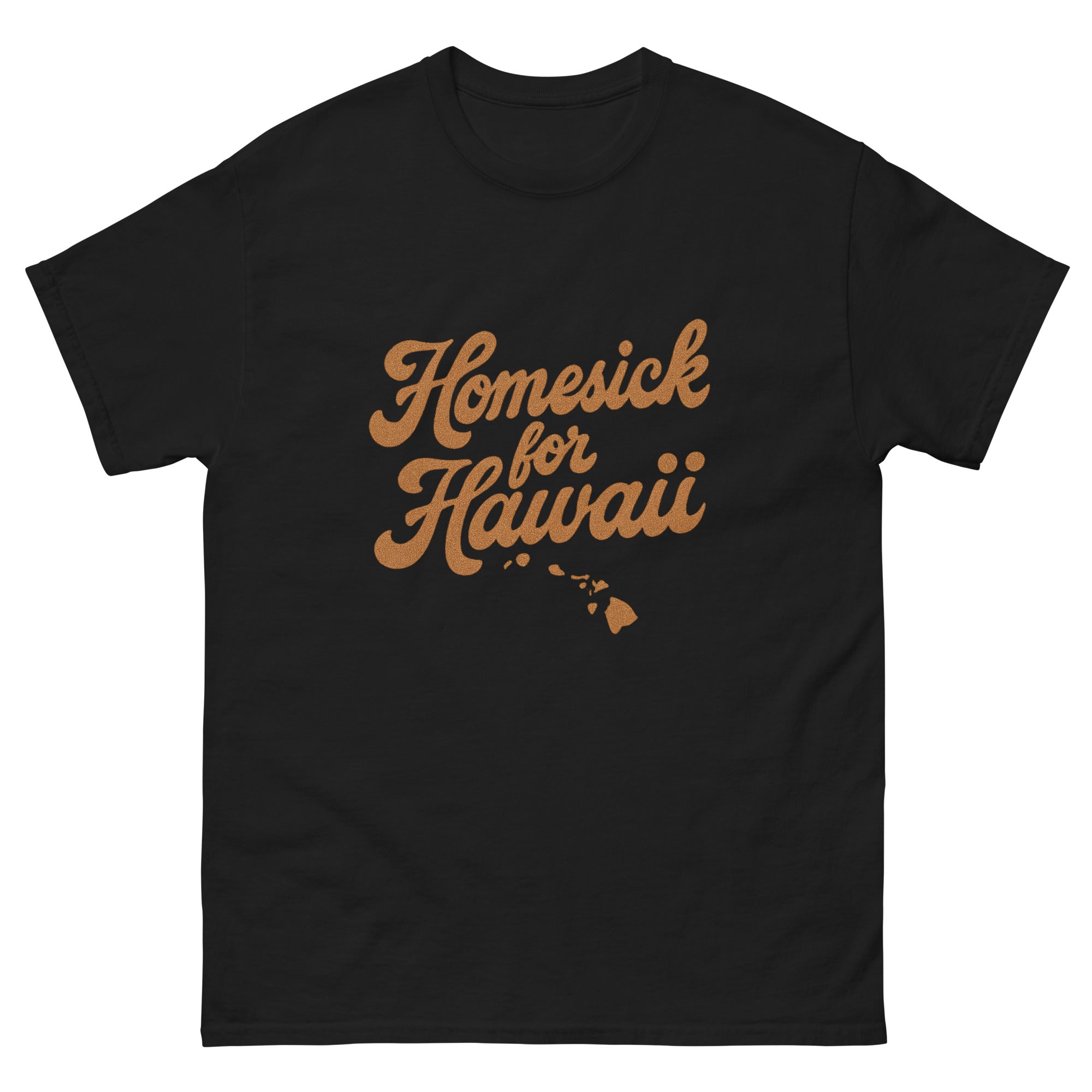 Homesick For Hawaii Hawaiian t-shirt design on a Black unisex tee