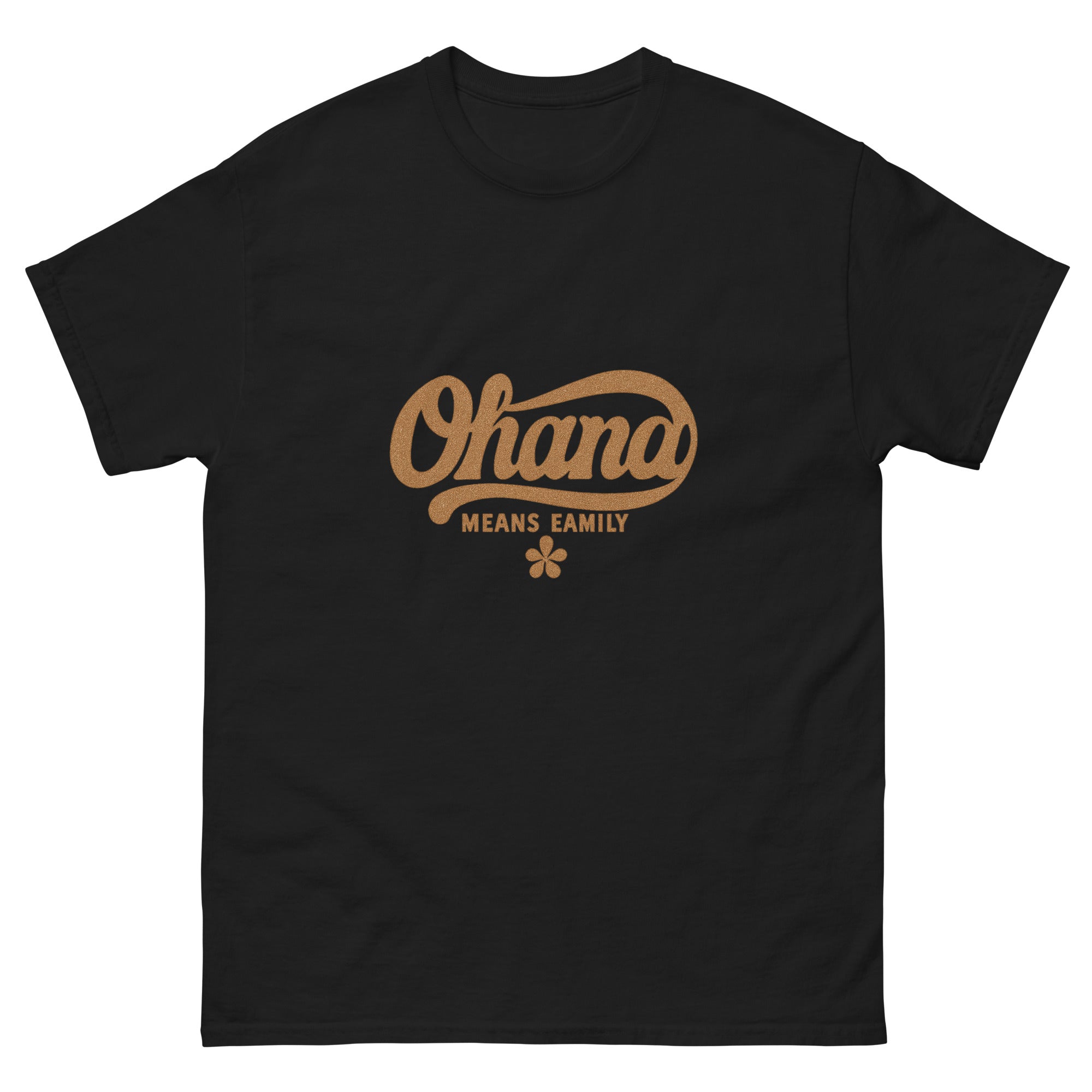 Ohana Hawaiian t-shirt design on a Black unisex tee