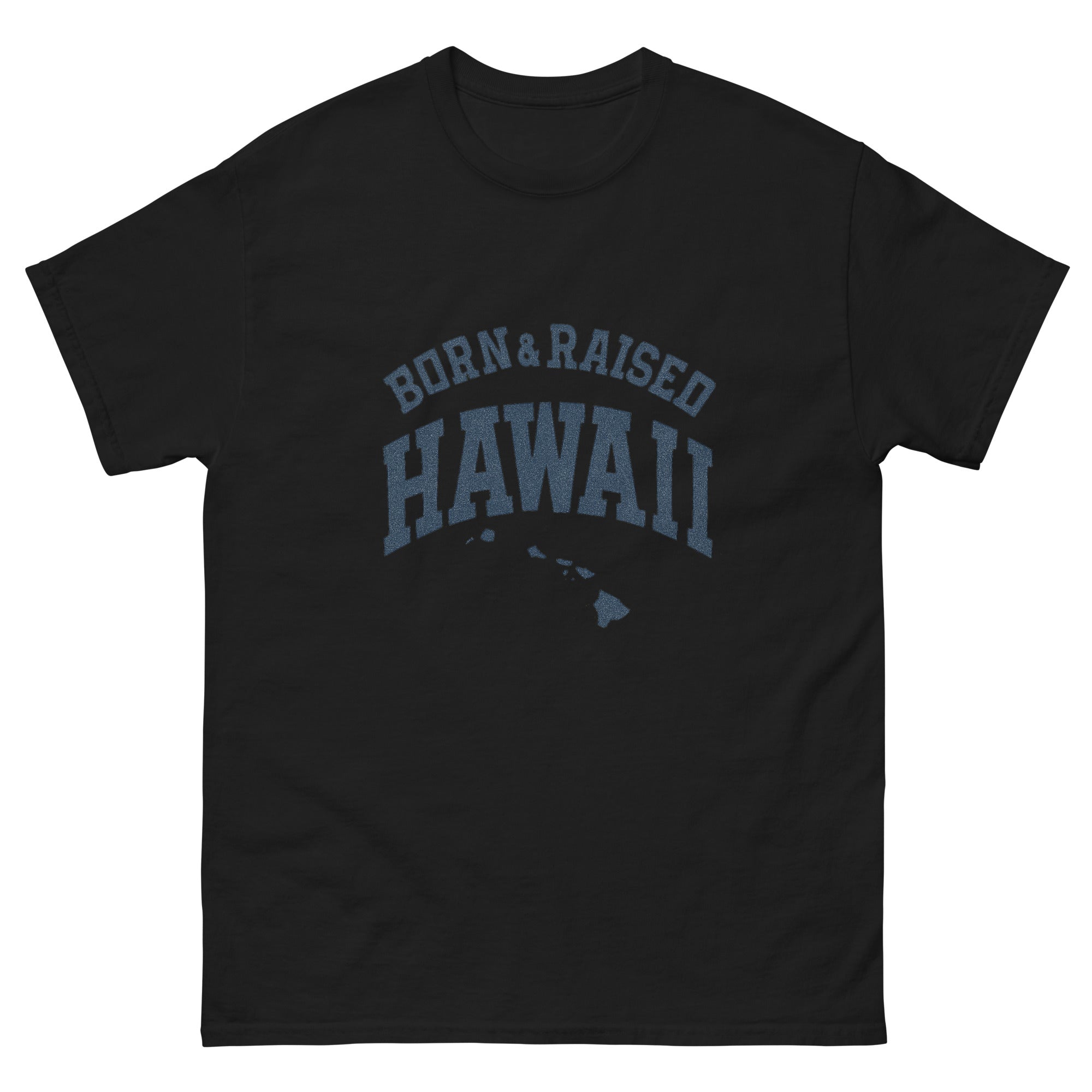 Born And Raised Hawaii Hawaiian t-shirt design on a Black unisex tee
