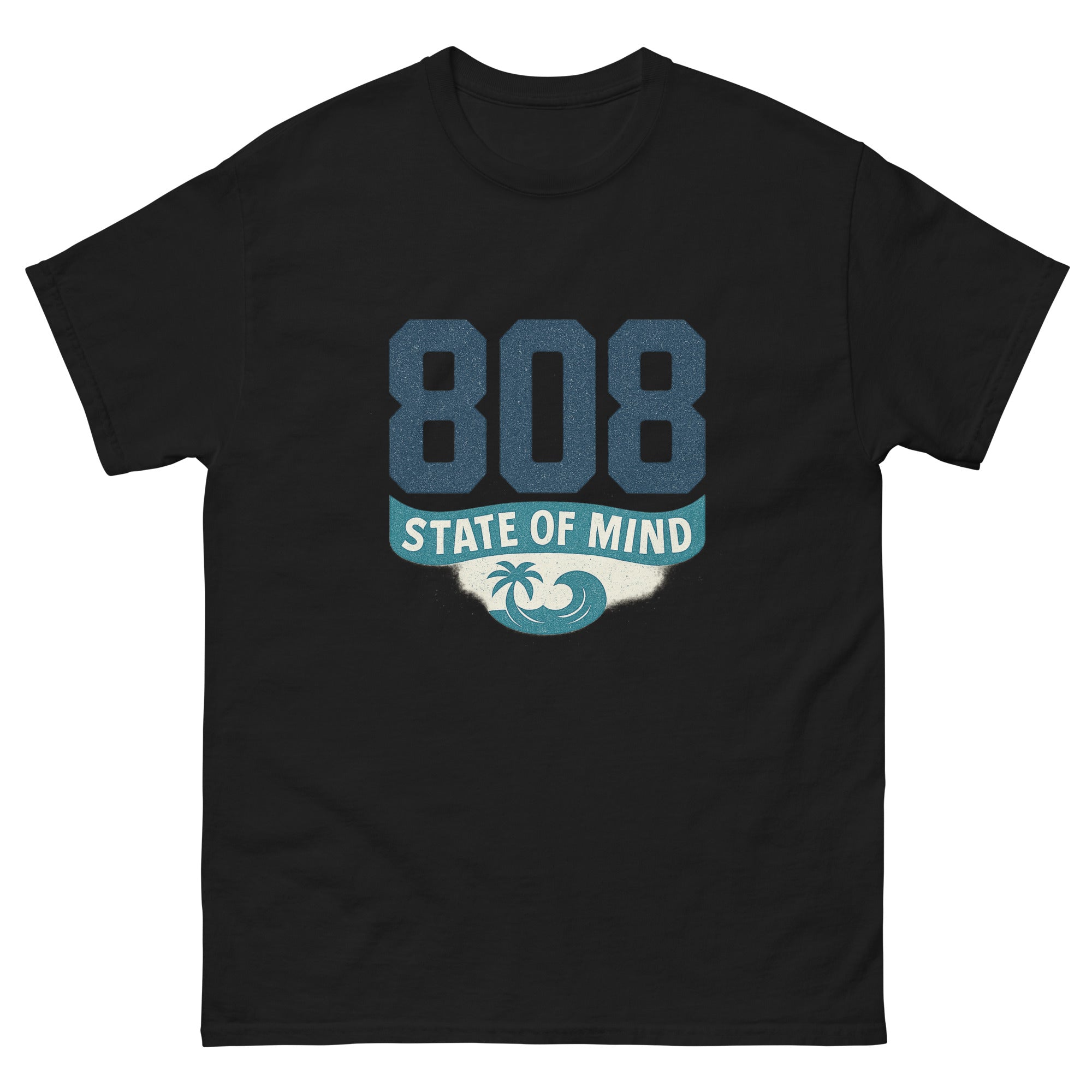 808 State Of Mind Hawaiian t-shirt design on a Black unisex tee