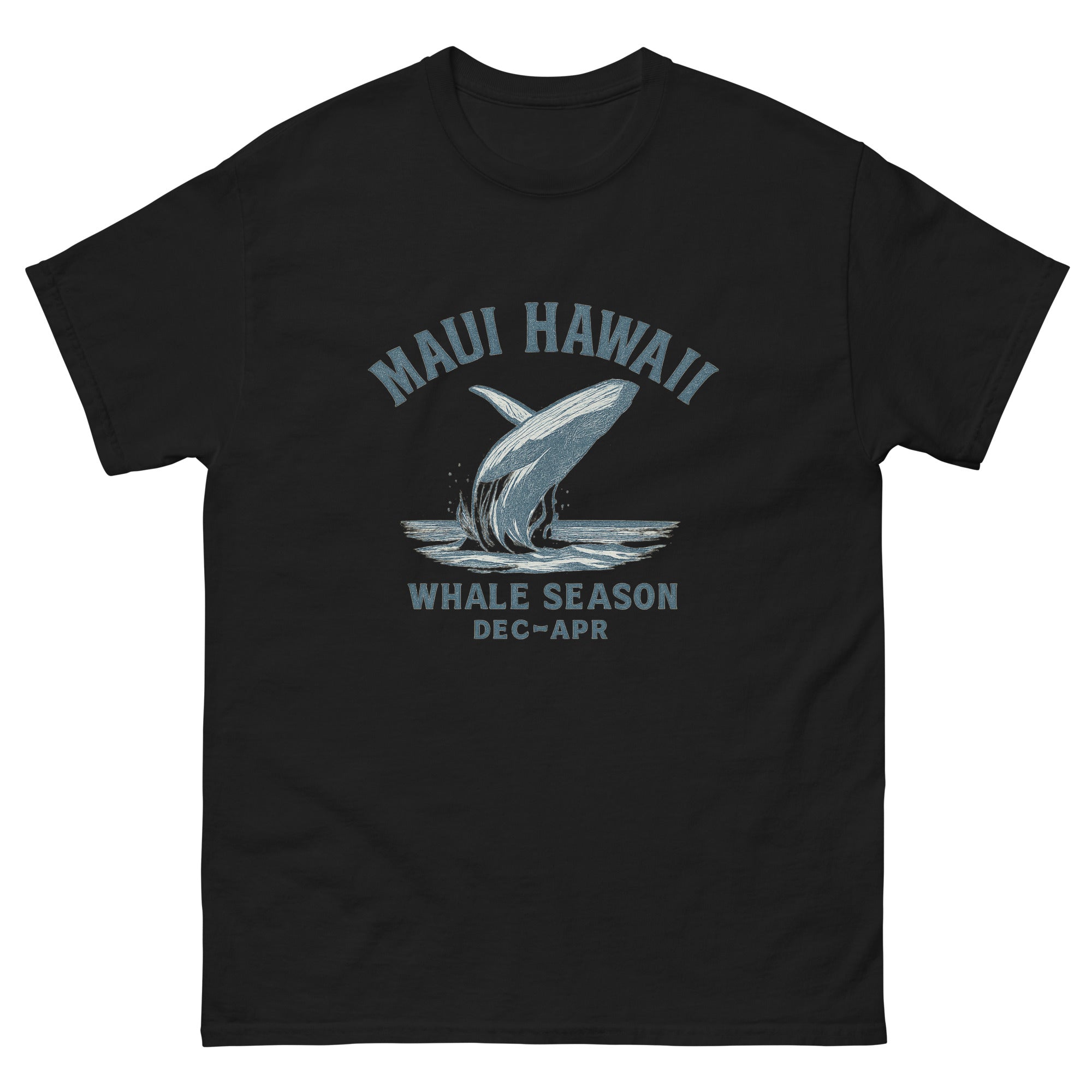 Humpback Whale Hawaiian t-shirt design on a Black unisex tee