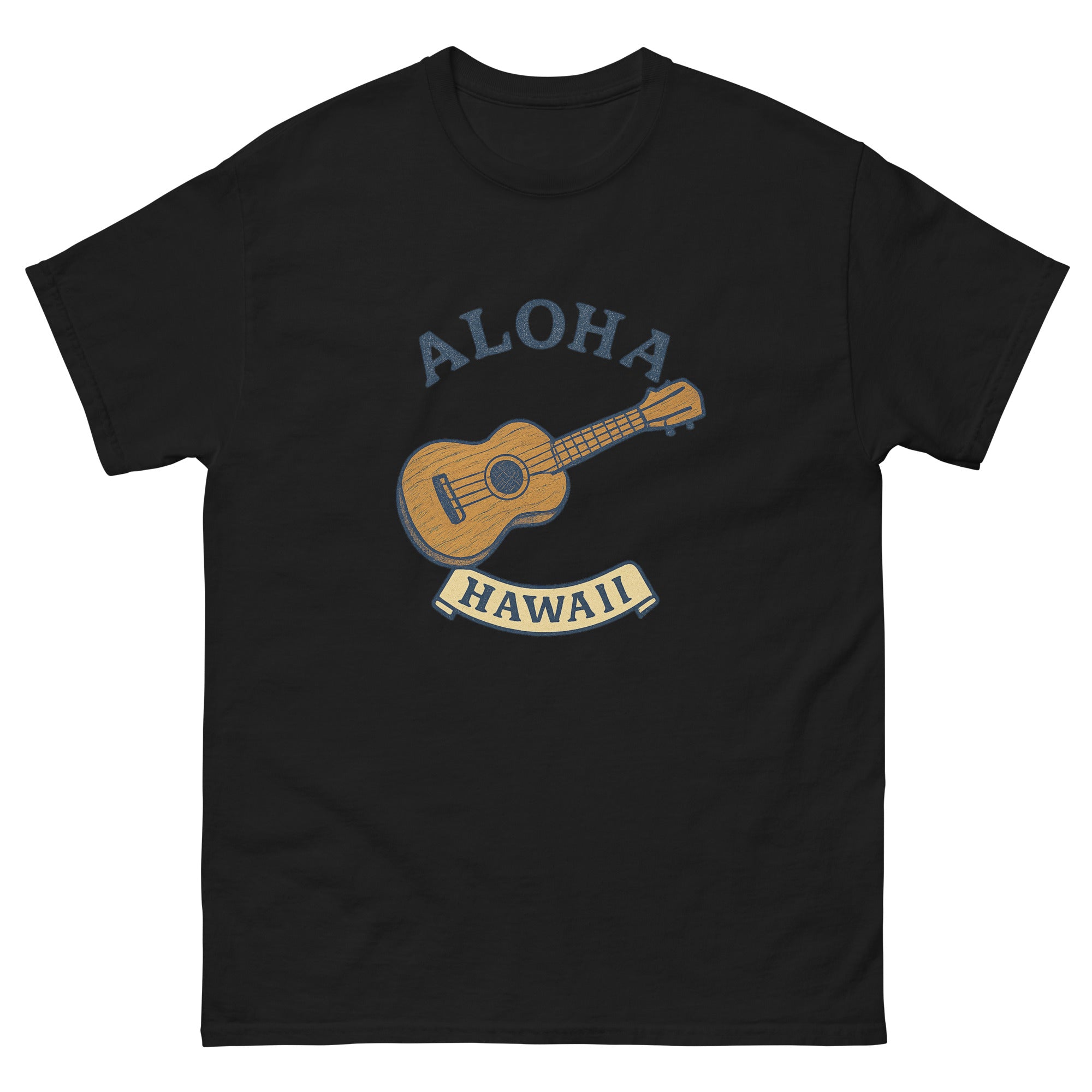 Ukulele Hawaiian t-shirt design on a Black unisex tee
