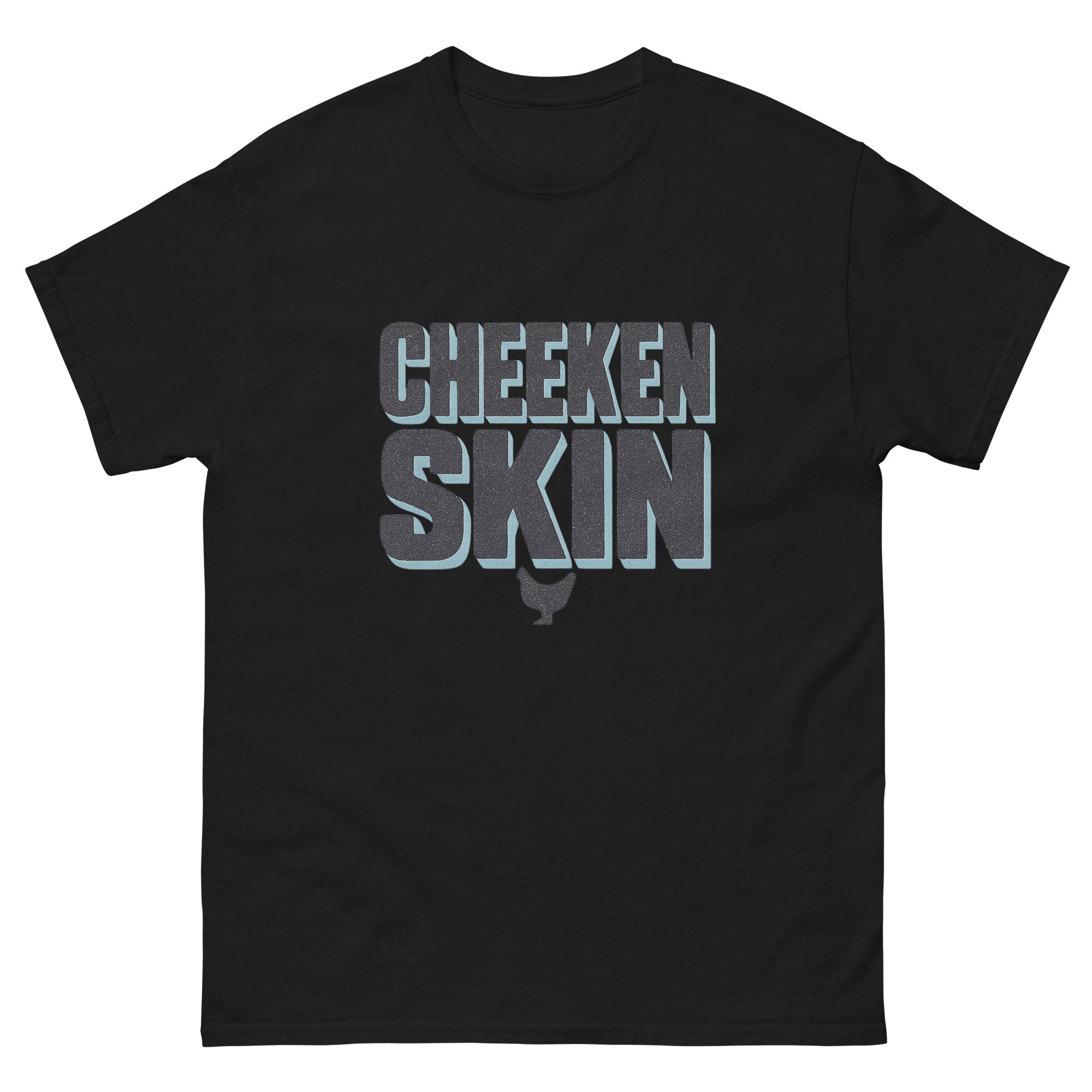 Cheeken Skin Hawaiian t-shirt design on a Black unisex tee