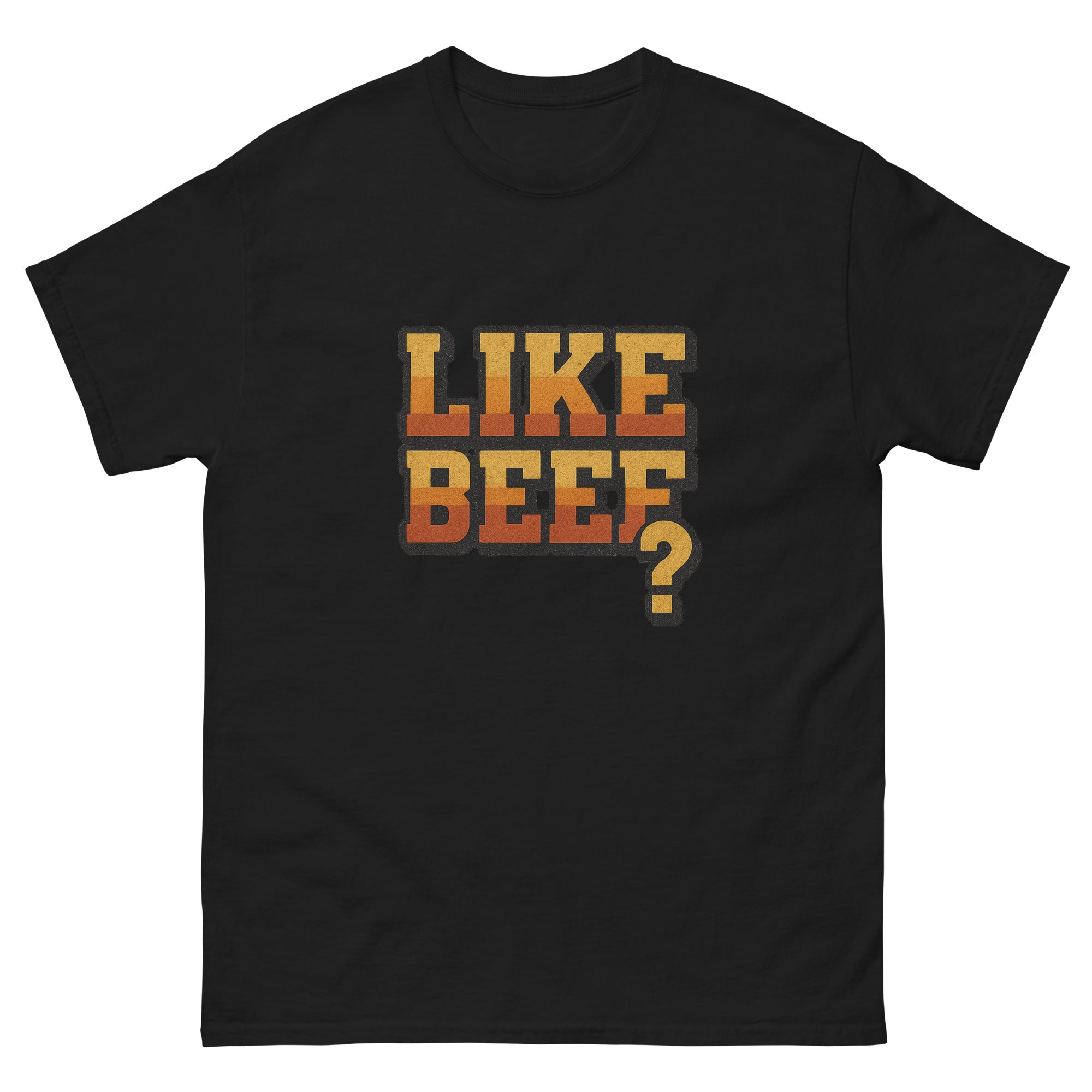 Like Beef Hawaiian t-shirt design on a Black unisex tee