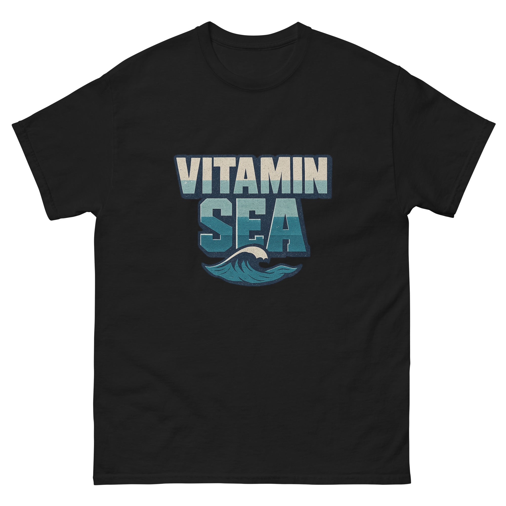 Vitamin Sea Hawaiian t-shirt design on a Black unisex tee