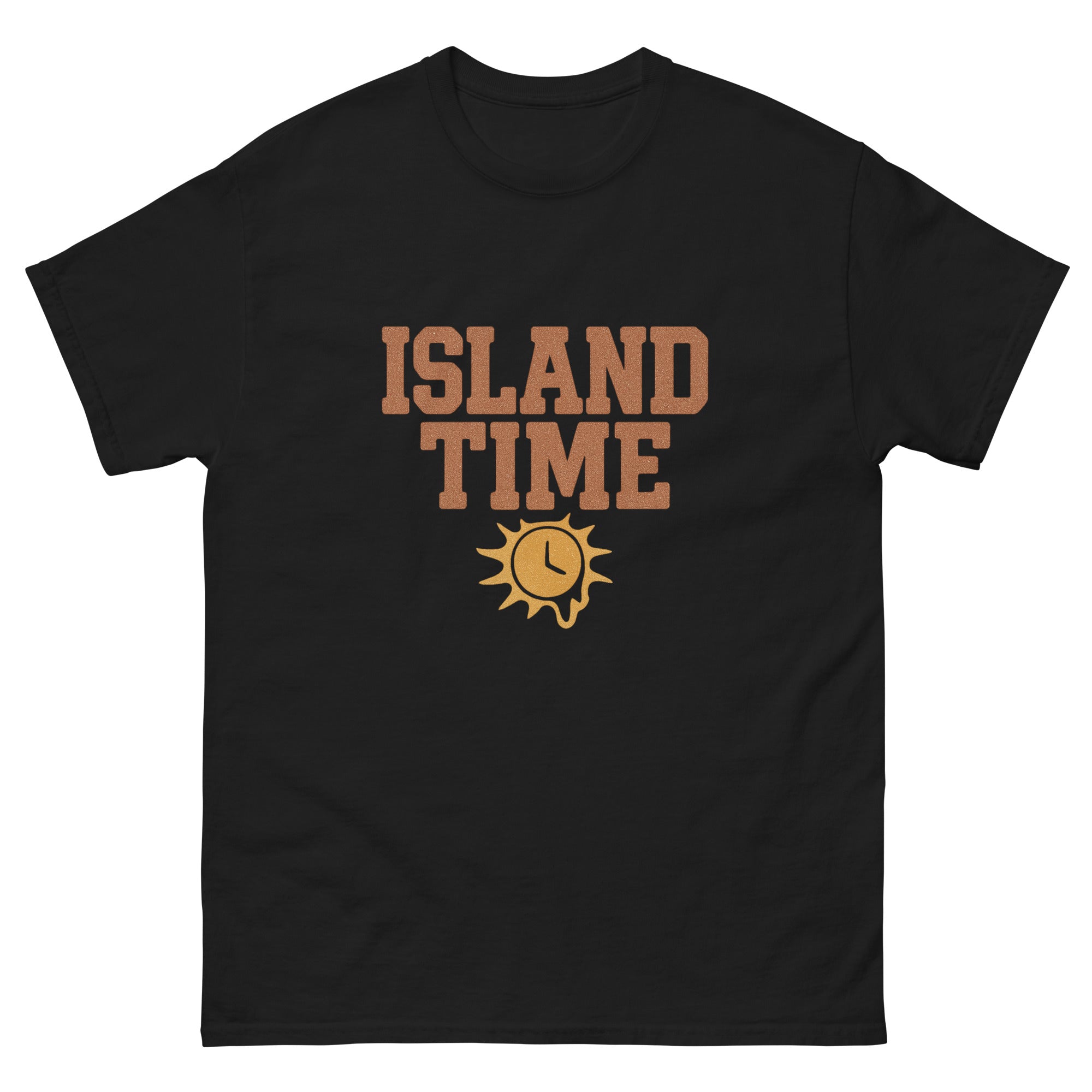 Island Time Hawaiian t-shirt design on a Black unisex tee