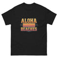 Aloha Beaches Hawaiian t-shirt design on a Black unisex tee
