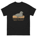 Monk Seal Hawaiian t-shirt design on a Black unisex tee