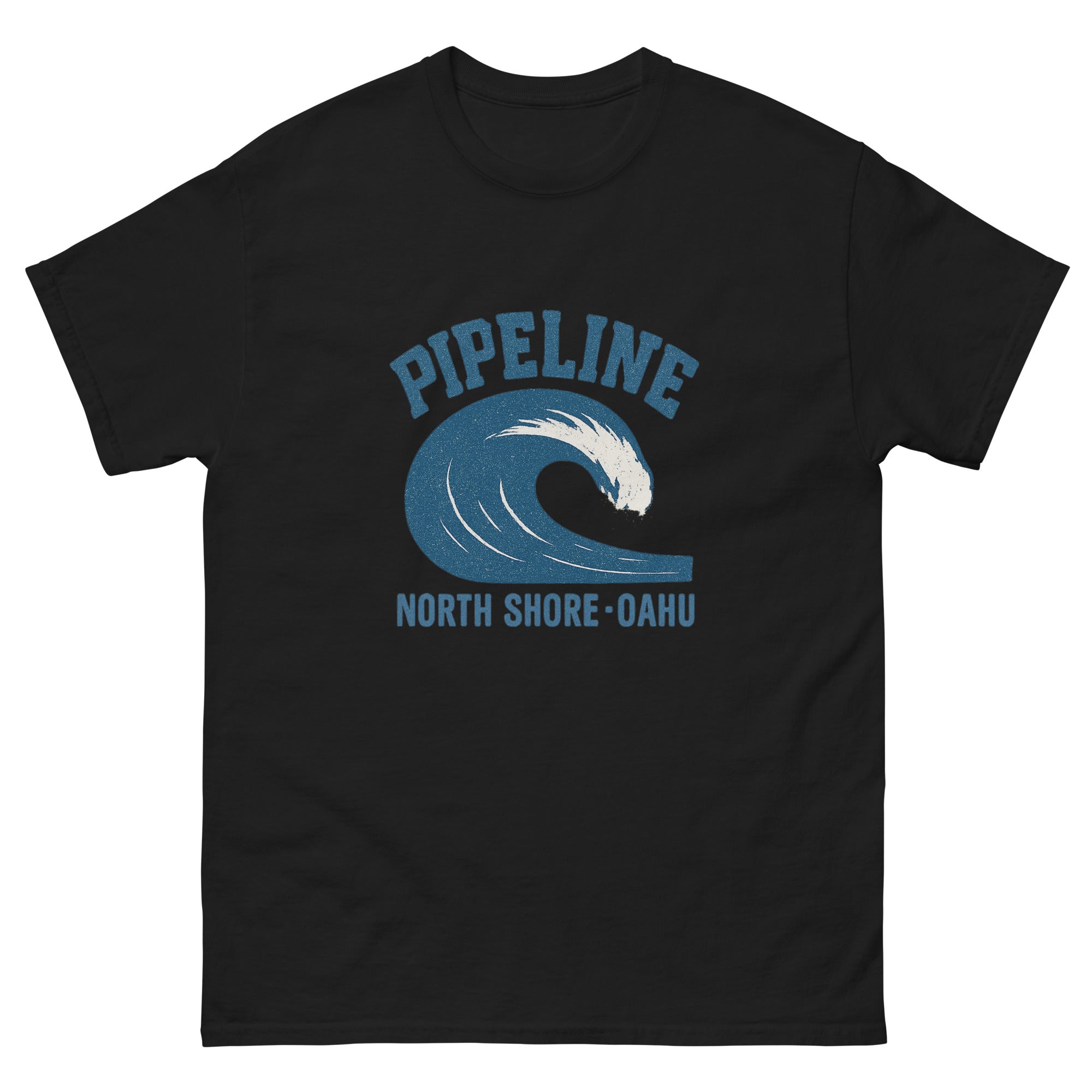 Pipeline Hawaiian t-shirt design on a Black unisex tee