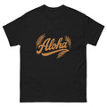 Aloha Script Hawaiian t-shirt design on a Black unisex tee