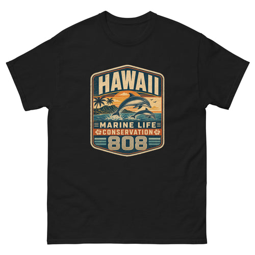 Dolphin Watch Hawaiian t-shirt design on a unisex tee