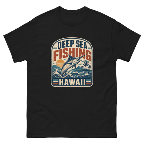 Deep Sea Fishing Hawaiian t-shirt design on a unisex tee