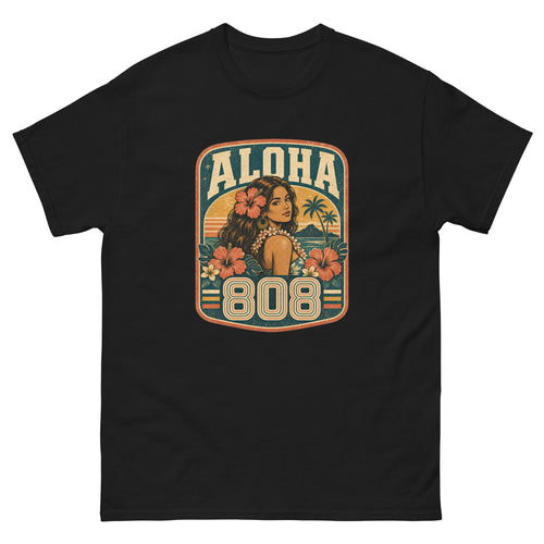 Boho Hawaii Girl Hawaiian t-shirt design on a unisex tee