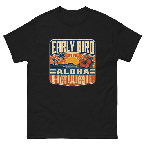 Early Bird Aloha Hawaiian t-shirt design on a unisex tee