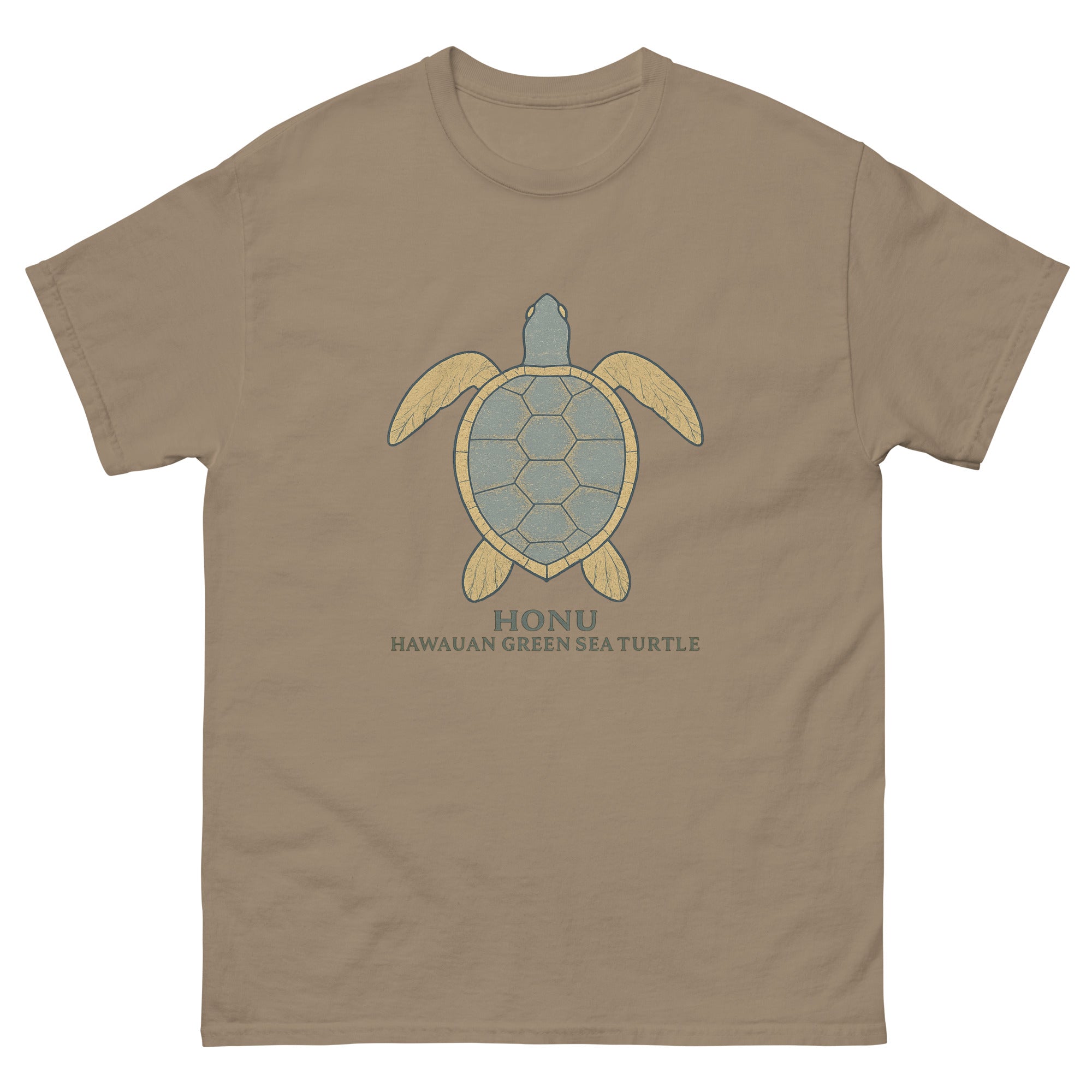 Honu Hawaiian t-shirt design on a Brown Savana unisex tee