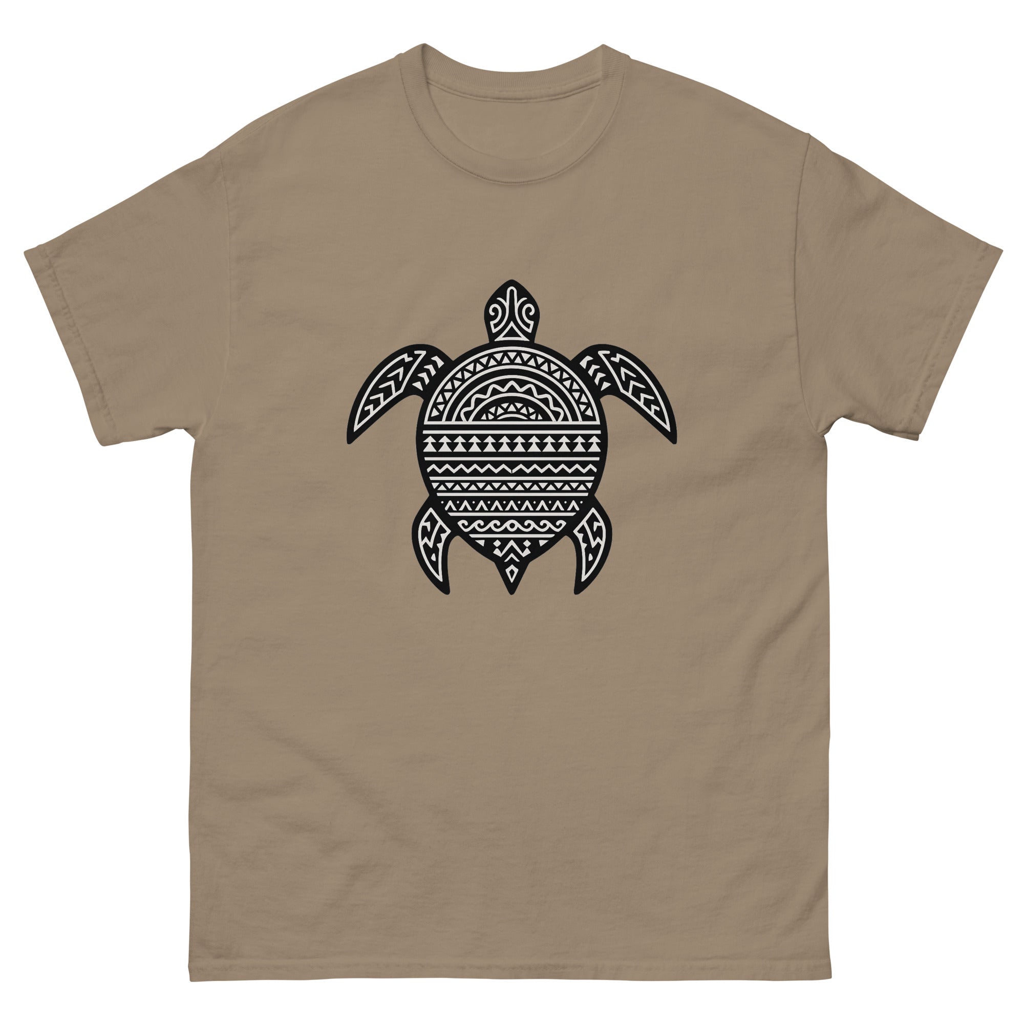 Honu Kakau Hawaiian t-shirt design on a Brown Savana unisex tee