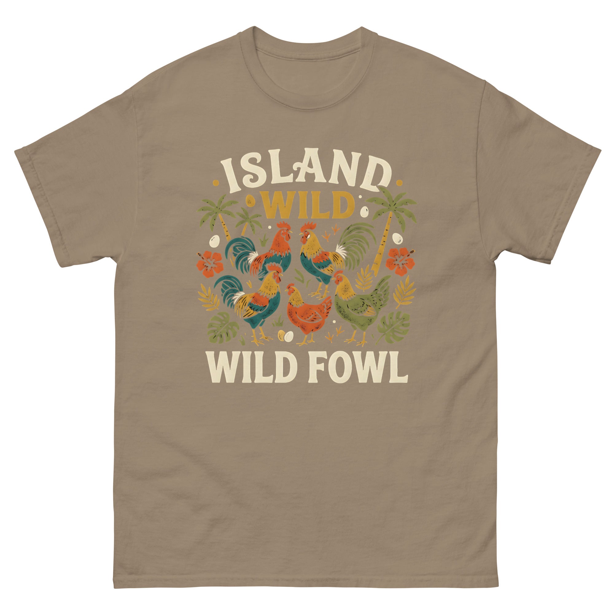 Chicken Island Aloha Kauai v4 Hawaiian t-shirt design on a Brown Savana unisex tee