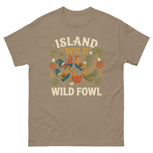Chicken Island Aloha Kauai v4 Hawaiian t-shirt design on a Brown Savana unisex tee