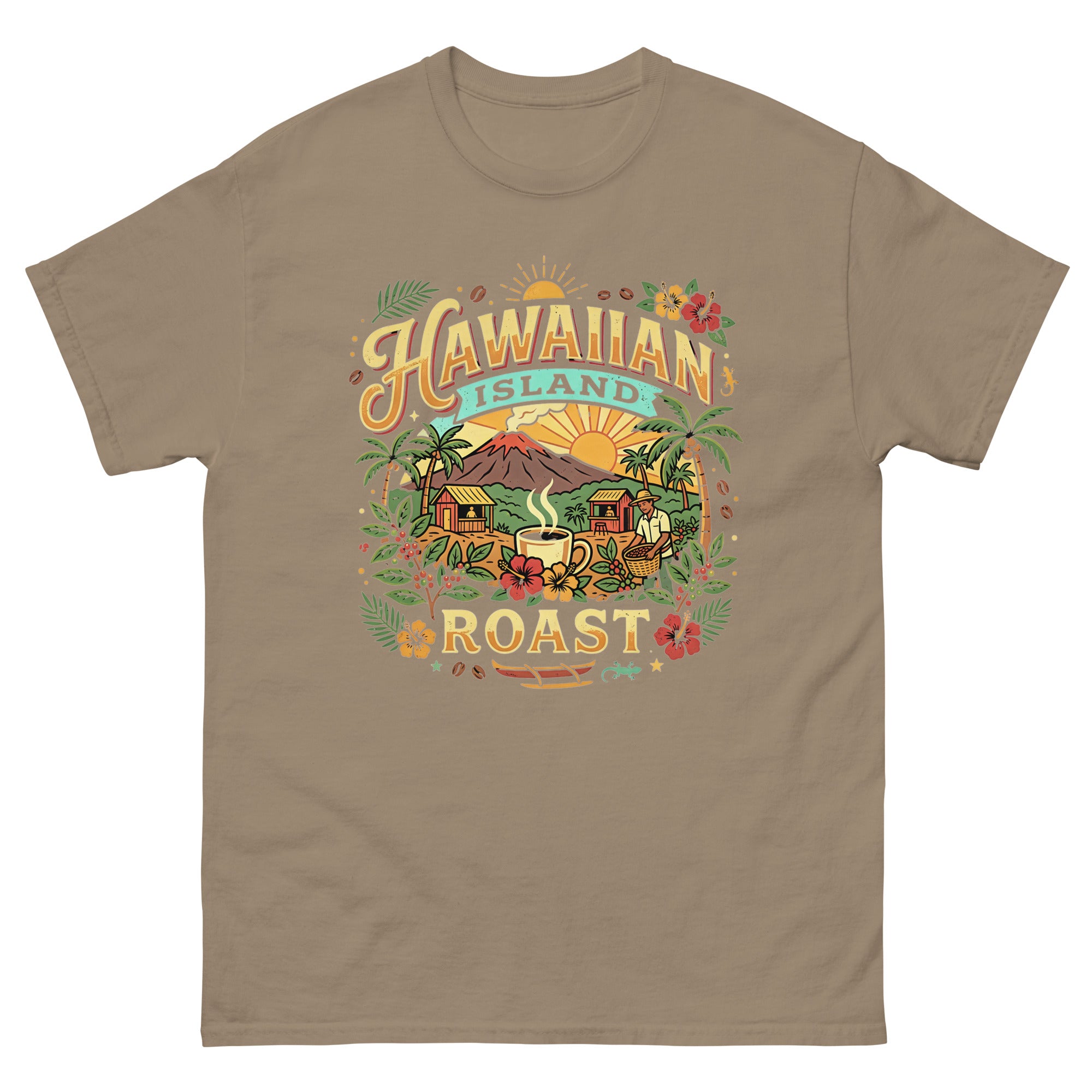 Hawaiian Island Roast Hawaiian t-shirt design on a Brown Savana unisex tee