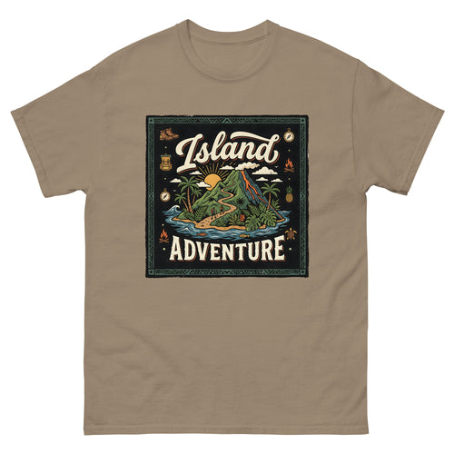 Aloha Trails Hawaiian t-shirt design on a Brown Savana unisex tee