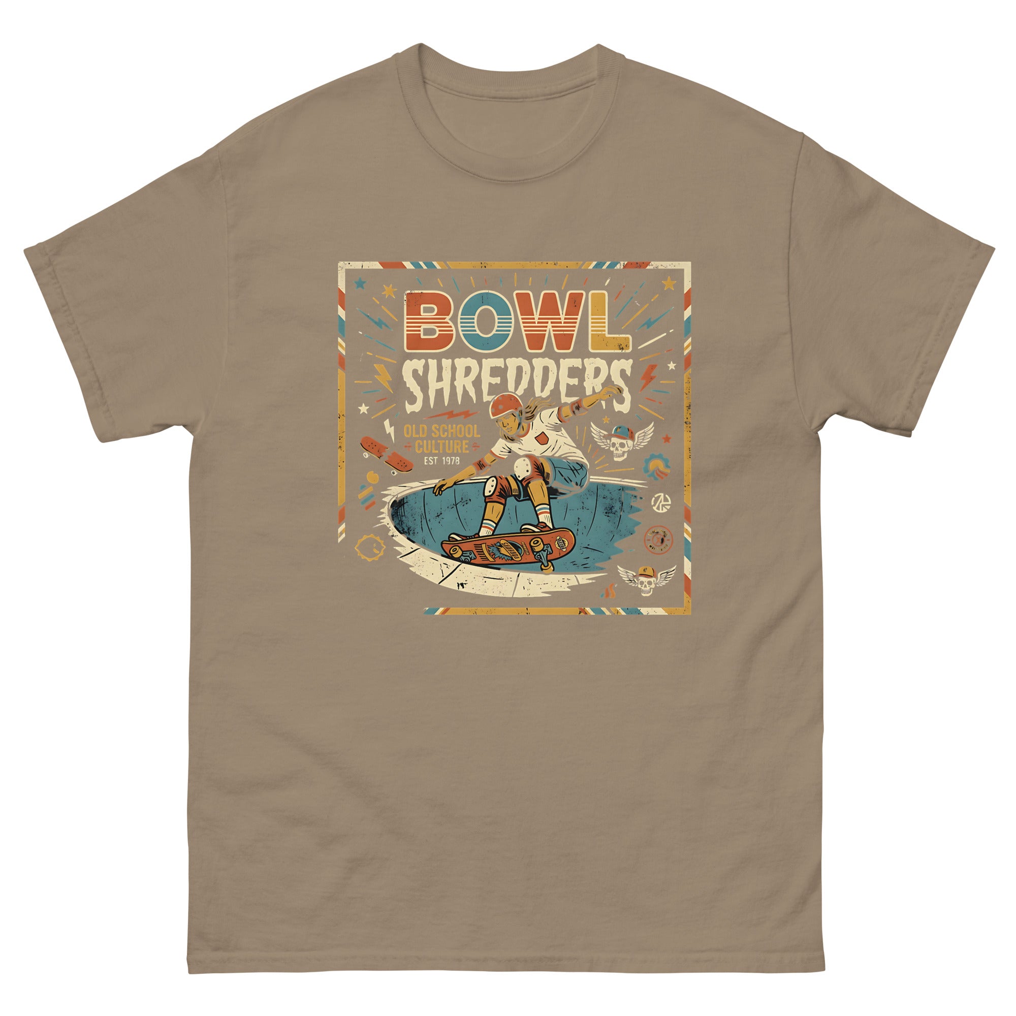Skate for Life v4 Hawaiian t-shirt design on a Brown Savana unisex tee