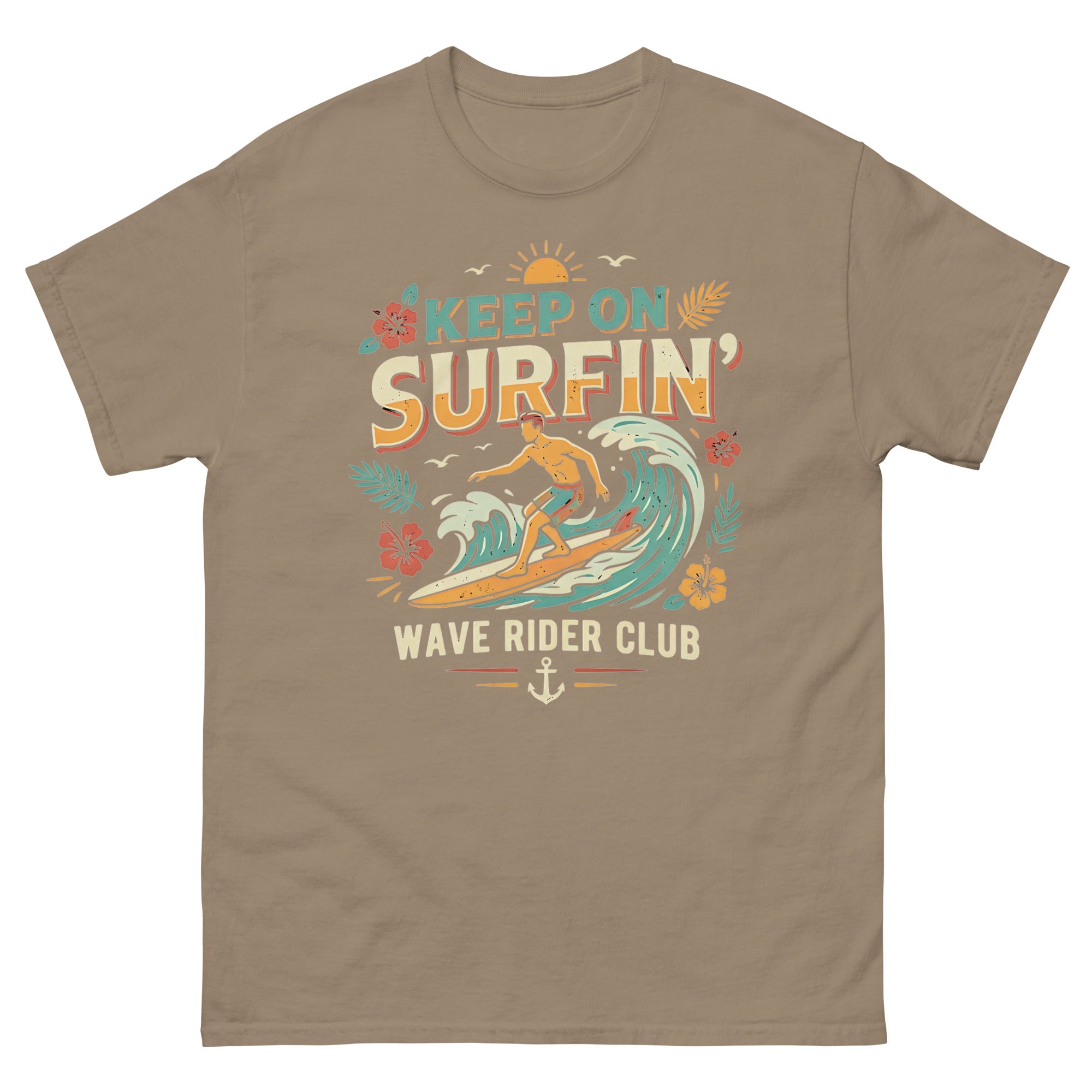 Stoke Is Real v3 Hawaiian t-shirt design on a Brown Savana unisex tee