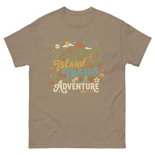 Aloha Trails Hawaiian t-shirt design on a Brown Savana unisex tee