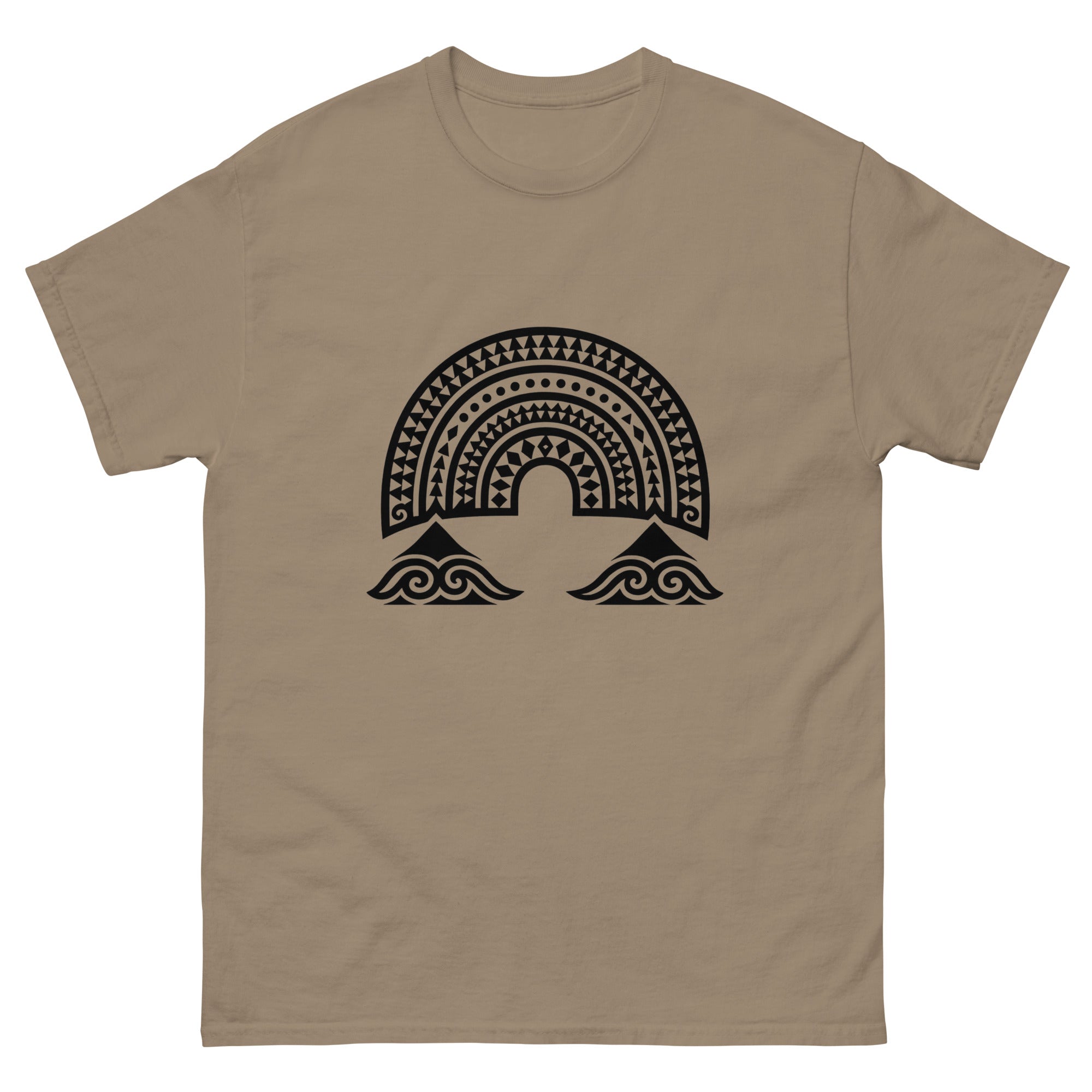 Anuenue Hawaiian Rainbow T-Shirt Hawaiian t-shirt design on a Brown Savana unisex tee