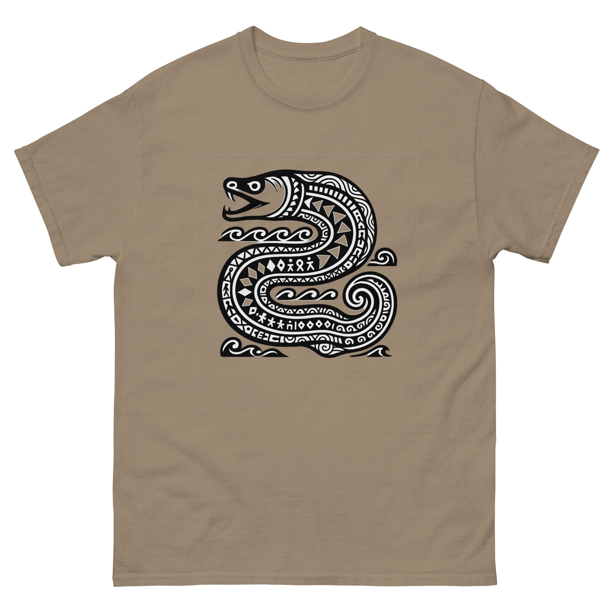 Puhi Eel Hawaiian T-Shirt Hawaiian t-shirt design on a Brown Savana unisex tee