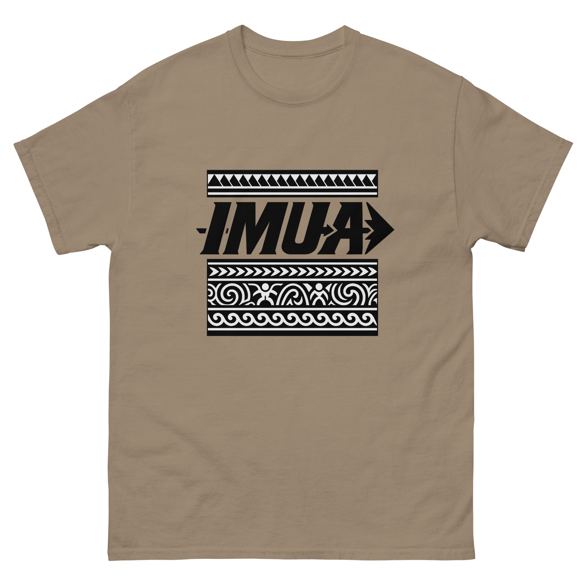 Imua Hawaiian t-shirt design on a Brown Savana unisex tee