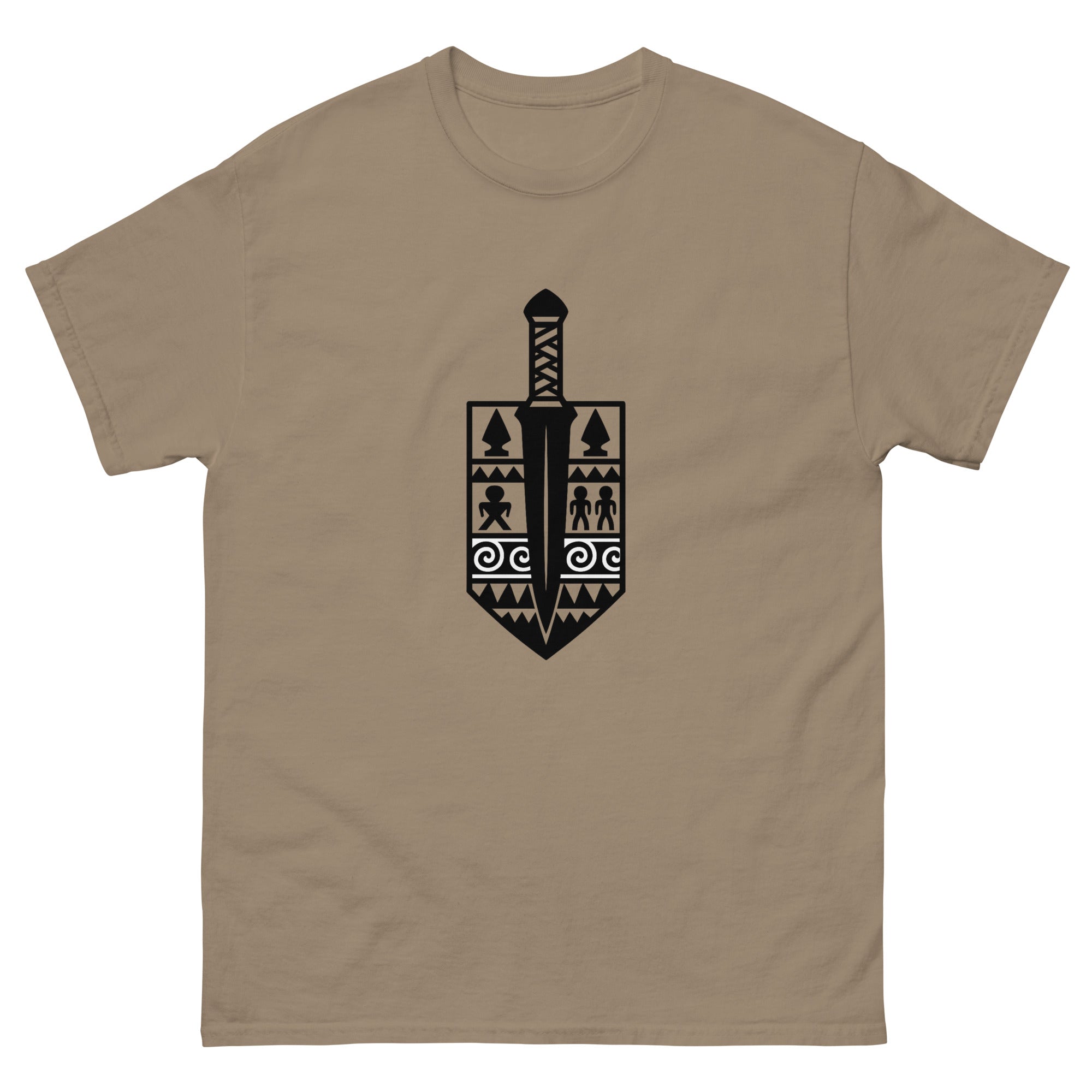 Pahoa Dagger Hawaiian t-shirt design on a Brown Savana unisex tee
