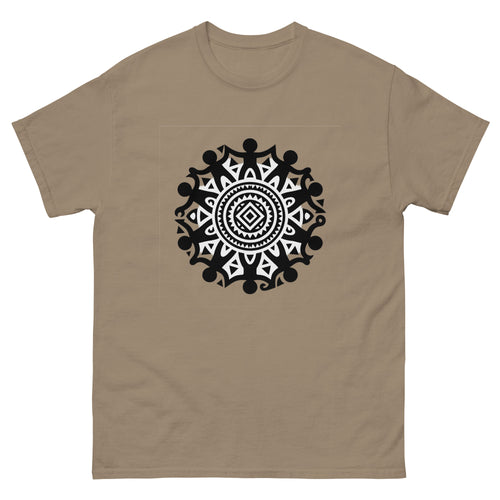 Enata Circle Hawaiian t-shirt design on a Brown Savana unisex tee