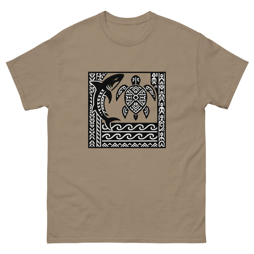 Aumakua Composition Hawaiian t-shirt design on a Brown Savana unisex tee
