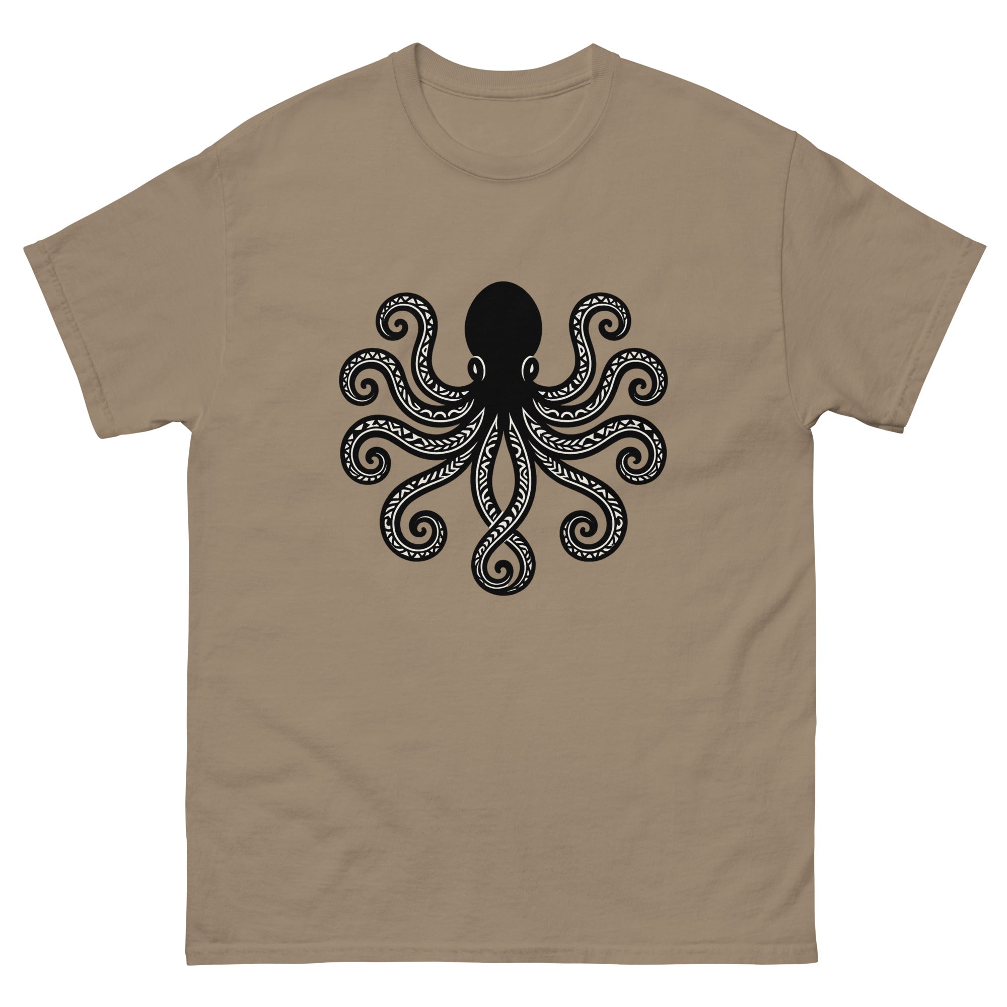 Hee Kakau Hawaiian t-shirt design on a Brown Savana unisex tee