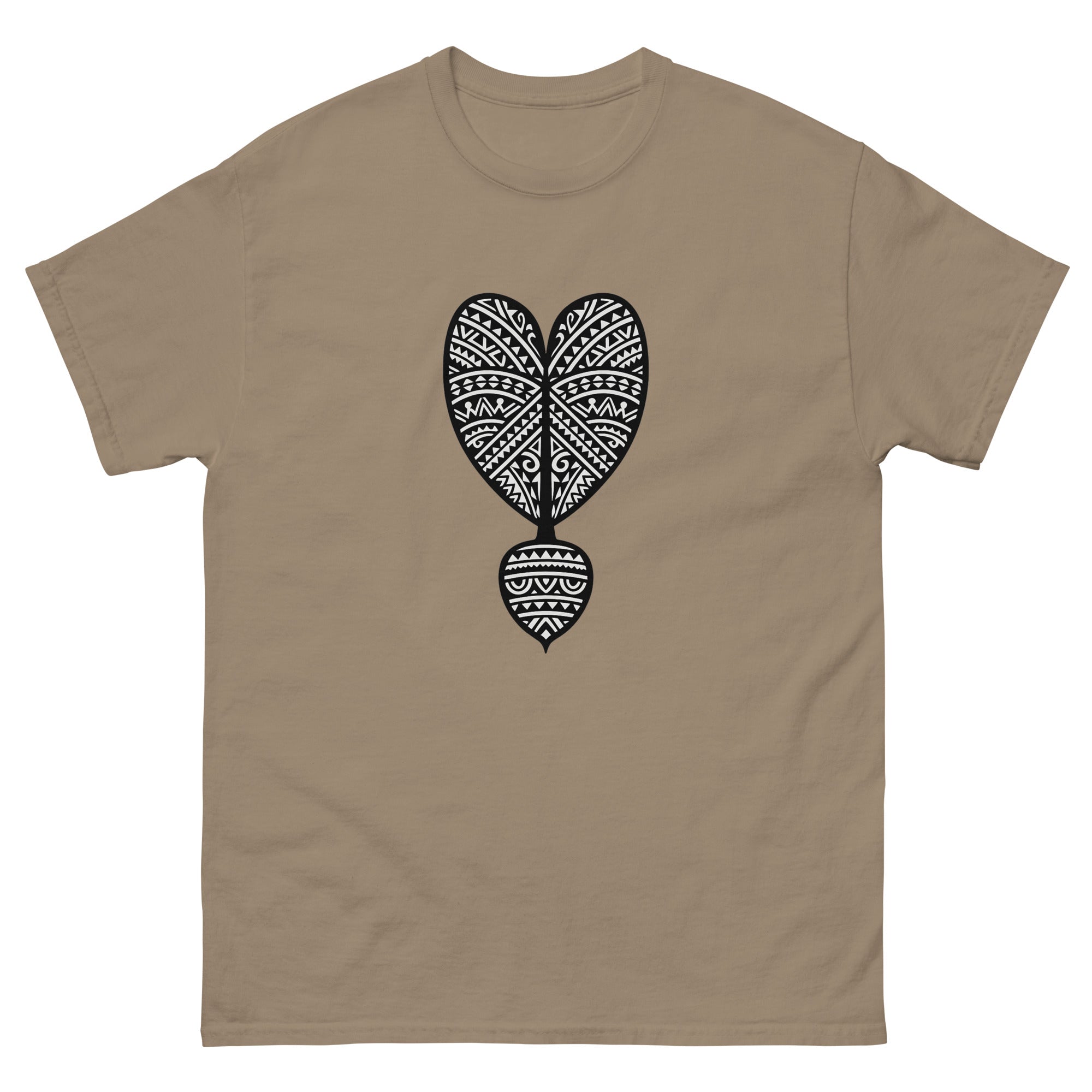 Kalo Haloa Hawaiian t-shirt design on a Brown Savana unisex tee