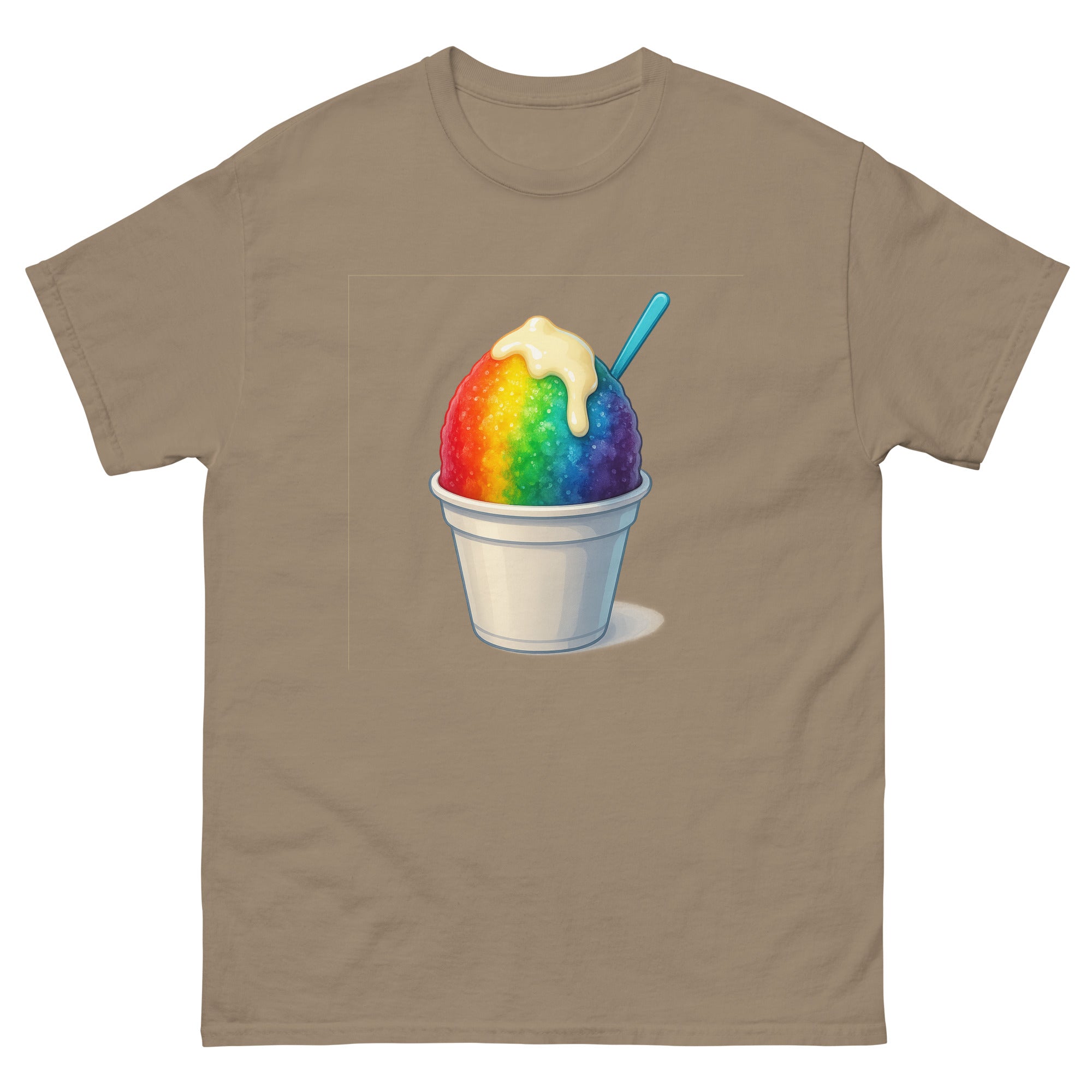 Shave Ice Hawaiian t-shirt design on a Brown Savana unisex tee