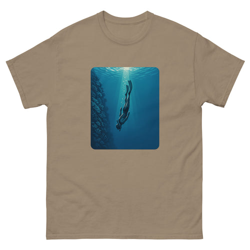 Free Diver Hawaiian t-shirt design on a Brown Savana unisex tee