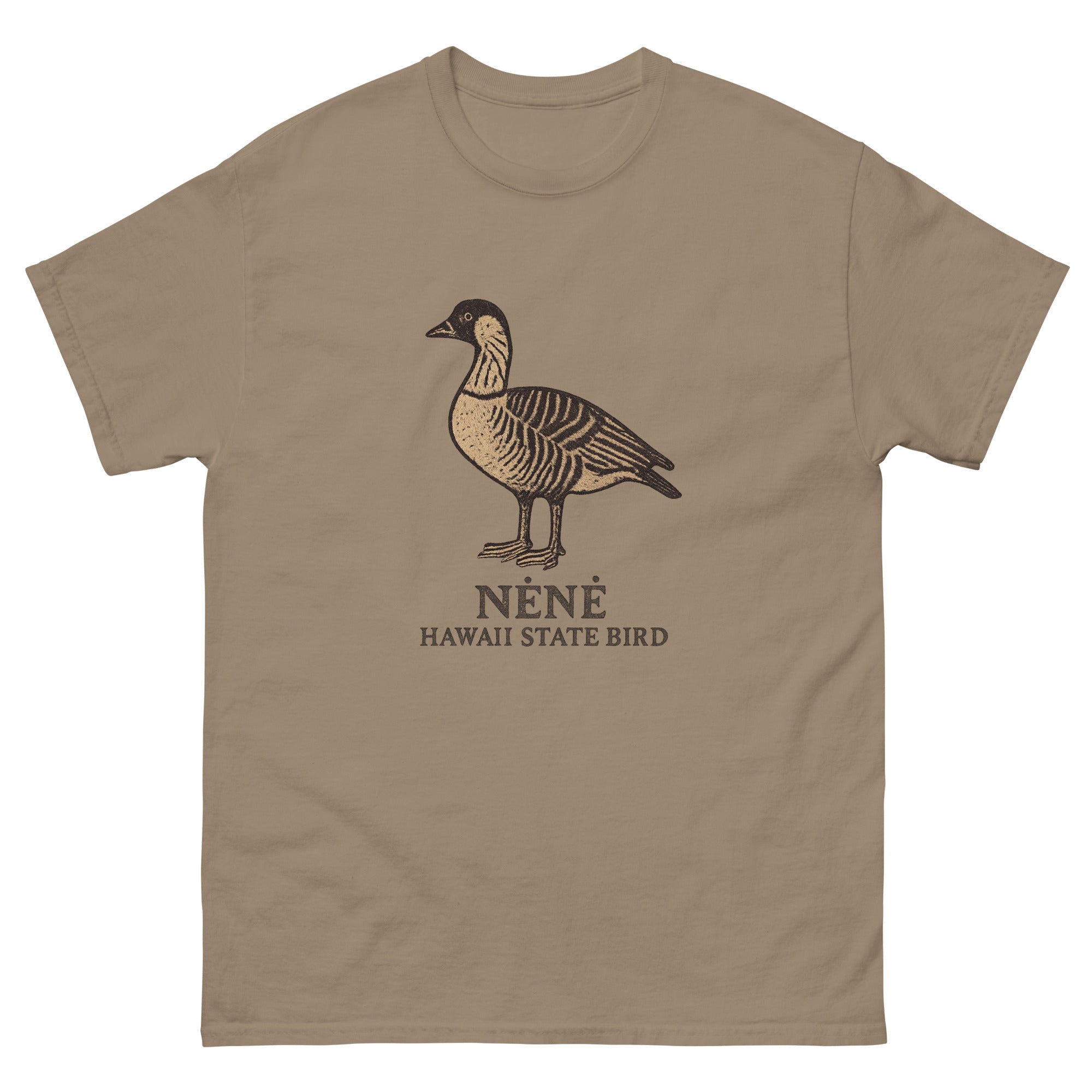 Nene Goose Hawaiian t-shirt design on a Brown Savana unisex tee